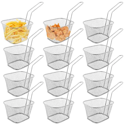 12er Set Frittierkörbchen aus Edelstahl, 10 x 8,5 x 6,5 cm