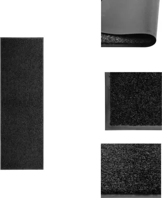 Produktbild von vidaXL Fußmatte Waschbar Schwarz 60x180 cm - Fußmatten