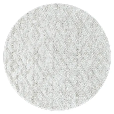 Produktbild von Teppich Wohnzimmer Hochflor Creme 200x200 Rund Geometrisches Design