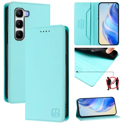 Produktbild von Lederhülle für Infinix Hot 60 Pro+ Hülle Flip Brieftasche Kartenfächern Ständer Schutzhülle Türkis