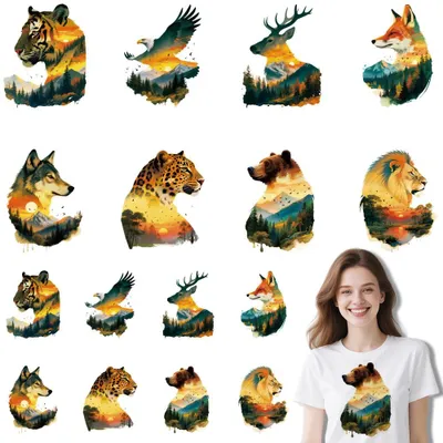 Produktbild von Bügelbilder Tierlandschaften - 16-teiliges Set für Textilien - Applikationen für Kleidung