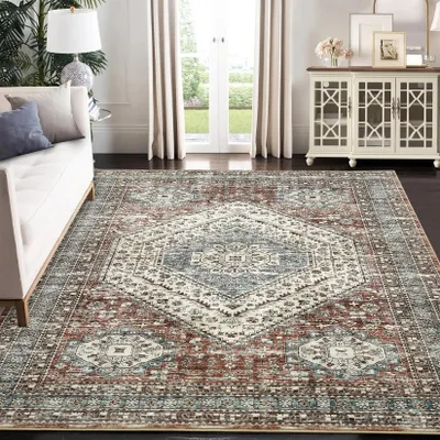 Imagen del producto de Alfombra para correr, estampado floral, antideslizante, color marrón, 240 x 340 cm