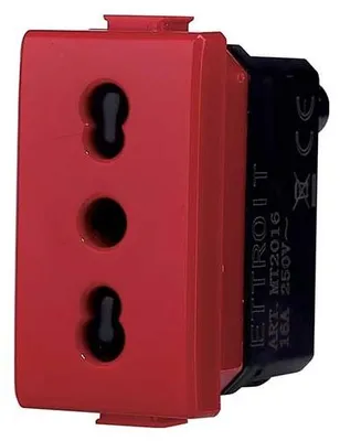 Immagine prodotto di Presa bipasso compatibile Bticino Matix 2P+T 10/16A colore rosso