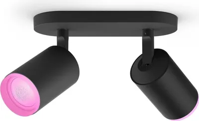Produktbild von Philips Hue White and Color ambiance Fugato Zweierspot schwarz, Intelligente Deckenbeleuchtung, Bluetooth, Schwarz, LED, Metall, GU10
