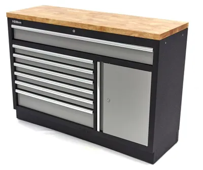 Produktbild von HBM 7 Schubladen 132 cm Profi-Werkzeugschrank, Werkbank mit Tür für Werkstattausrüstung