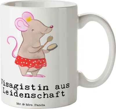Produktbild von Mr. & Mrs. Panda Kaffeetasse Visagistin Leidenschaft - Weiß - Geschenk, haferl, Ausbildung, Kosmetikerin, Make Up Artist, Tasse, Kosmetikstudio, Spruch, Kaffeebecher