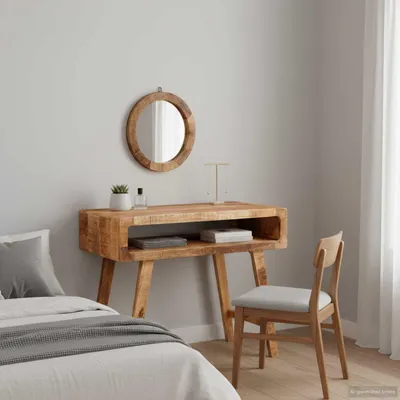 Zdjęcie produktu dla Toaletka z lustrem vidaXL, brązowa, 90 x 76 x 45 cm, z litego drewna mango