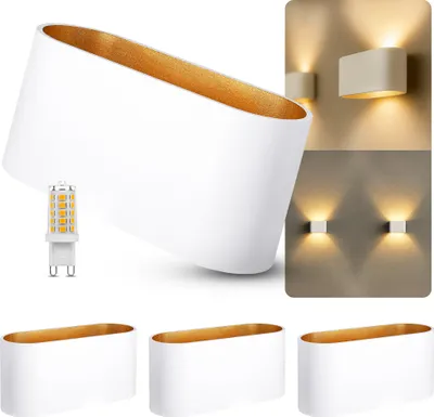 Produktbild von SSC-LUXon JOBERO Wandlampe 4er Pack Innen weiß gold - Wandbeleuchtung Up Down Vintage Design inkl. G9 Leuchtmittel warmweiß
