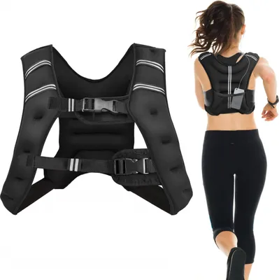 Produktbild von COSTWAY Gewichtsweste, Trainingsweste mit Reflexstreifen und Verstell-Riemen, Fitnessweste für Krafttraining, Laufen, Fitness, Muskelaufbau,15kg
