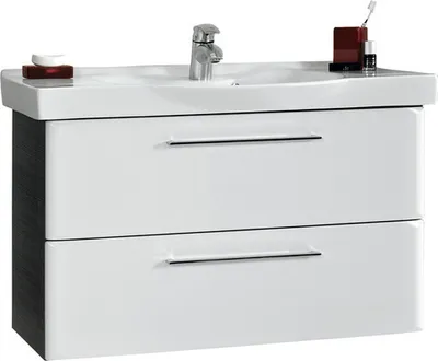 Produktbild von Waschtischunterschrank pelipal Sera 86 cm weiß graphit Struktur quer zerlegt
