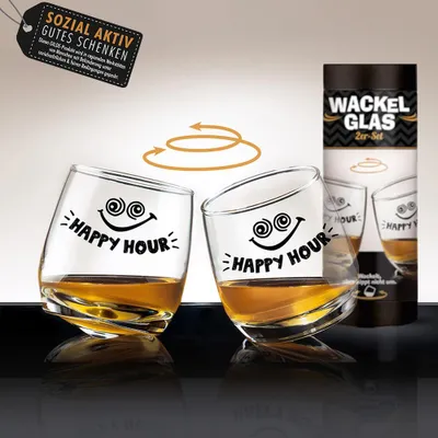 Produktbild von Wackelglas "Happy Hour", 2er Set