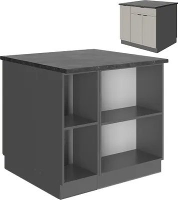 Produktbild von Kücheninsel Vicco Fame-Line GrauBeige 90 cm mit Schublade, ohne Arbeitsplatte, Model 50474