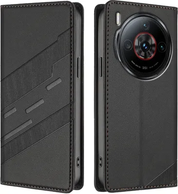 Image de Etui pour ZTE Nubia Z60S Pro 5G, étui portefeuille en cuirPolyuréthaneavec fente pour carte et fonction stand Schwarz