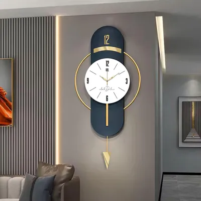 Immagine prodotto di Opviq, Vlnt101, Orologio da parete decorativo, blu navy, 100% MDF, 40 x 80 cm