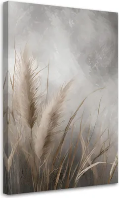 Produktbild von Leinwandbild Gras Natur Botanik 70x100 Feeby Grau bild für die wand bereit zum aufhängen