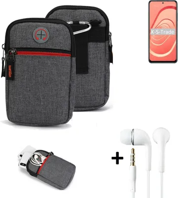 Produktbild von K-S-Trade Gürteltaasche + Kopfhörer kompatibel mit Xiaomi Redmi Note 10 Handy Tasche Holster Schutz Hülle Handy Hülle grau Zusatzfächer 1x