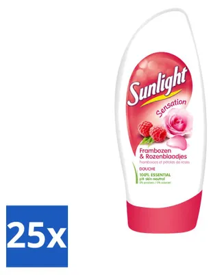 Productafbeelding van 25 x Sunlight douchegel - pH-neutraal - Roos en framboos - 250 ml - Voordelige verpakking - 25 stuks