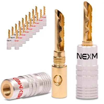 Produktbild von Hohl Bananenstecker 4mm vergoldet 20x Stecker NEXMEX für HiFi Lautsprecherkabel