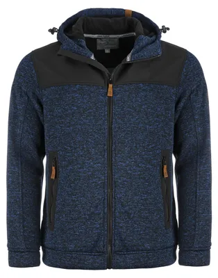 Produktbild von Blue Wave Herren Strickfleecejacke Fabio - Fleecejacke Strickjacke Jacke mit Softshell-Besatz in Marine Größe S