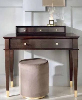 Produktbild von Casa Padrino Luxus Neoklassik Schminktisch mit 5 Schubladen Braun / Gold 100 x 50 x H. 81 cm - Art Deco Möbel