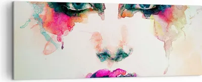 Produktbild von Bild auf Leinwand - Leinwandbild - Frau Gesicht Kosmetik - 140x50cm - Wand Bild - Wanddeko - Leinwanddruck - Bilder - Kunstdruck - Wanddekoration - Leinwand bilder - Wandkunst - AB140x50-3050