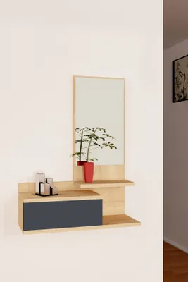 Produktbild von Skye Decor, Rozella- RozellaARN, Eichenfarbig,,Anthrazit, Garderobenständer, 90x60x31,3 cm, 100% Melaminbeschichtete Partikelplatte