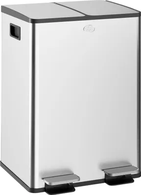 Produktbild von HOMCOM Mülleimer 2 x 28L Mülltrennsystem Edelstahl mit Softclose Deckel Silber