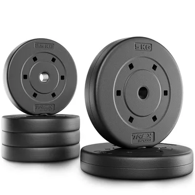 Produktbild von TREX SPORT Hantelscheiben Set 20kg (4x2,5kg, 2x5kg) TX-020AS |Kunststoff Gewichtsscheiben Ø27mm |Fitness Scheiben, Gewichte für Hantel, Hantelgewichte