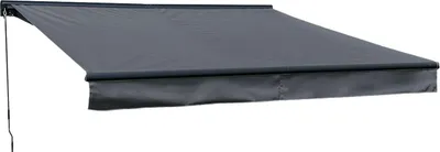 Image de Store banne SAULE 3,5 × 3m avec semi-coffre - Toile anthracite et structure grise