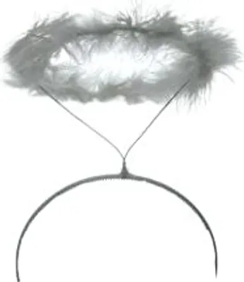 Produktbild von Heiligenschein Haarreif Haarband Kopfbedeckung aus flaumen Ferdern für Damen, Mädchen an Halloween, Karneval, Motto Party, Christopher Streetday, CSD, Jungesellinen Abschied von KOH (Weiß)