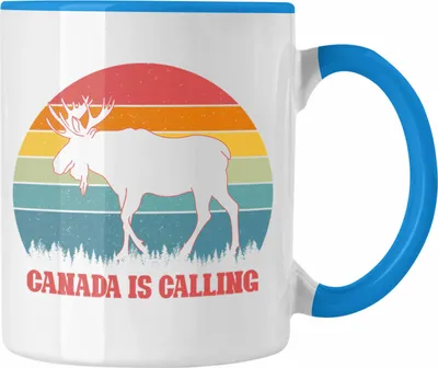 Produktbild von Trendation - Canada Is Calling Auslandsjahr Kanada Tasse Geschenkidee Auswandern Abschiedsgeschenk Abschied Kanada (Blau)
