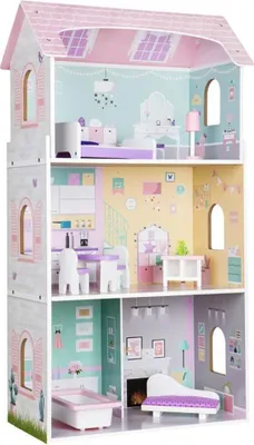 Produktbild von Ecotoys Dreistöckiges Puppenhaus Erdbeere aus Holz