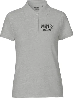 Produktbild von Huuraa Damen Polo Shirt Lahntal verliebt M Sport Grey Bio Baumwolle Fairtrade Poloshirt Geschenkidee