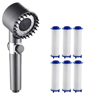 Obrázok produktu pre Sprchová hlavica, 4 režimy, vrátane vodného filtra, sprcha a 6 filtrov