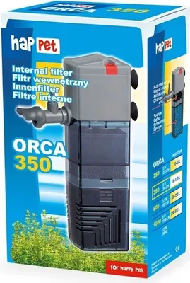 Produktbild von Happet, Aquariumfilter Orca 350, Kompakt, 40x50x170mm, Aktivkohlebox, phenolfreier Schaumstoff, 3-Phasen-Filterung für kristallklares Wasser