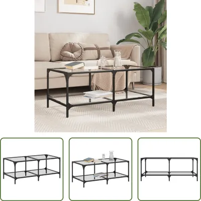 Image de The Living Store Table basse avec plateau en verre Transparent 98,5x50x40 cm Acier