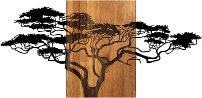 Image de Wallity, Acacia Tree - 329, décoration murale, noir, métal, 144 x 70 x 3 cm