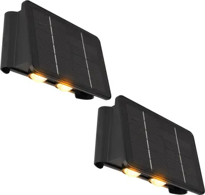 Produktbild von 2x LED Wandlampe Solarleuchte, Akku, schwarz, L 17 cm