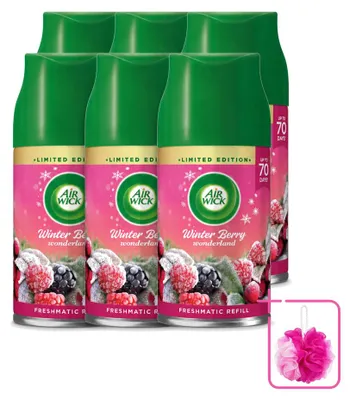Image de 6 recharges pour diffuseur automatique Air Wick Freshmatic - Winter Berry Wonderland - 250 ml - Pack économique - 6 pièces