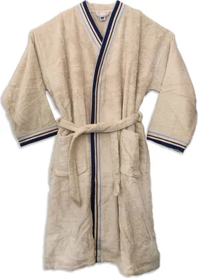 Produktbild von Beiger Uni Bademantel XL/XXL Baumwolle weich und bequem Morgenmantel Sauna