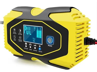 Obrázek produktu pro Nabíječka autobaterií – 12 V, zástrčka EU – inteligentní rychlonabíjení – 7stupňová pulzní regenerace – pro AGM/GEL/mokré olověné baterie – stříbrná