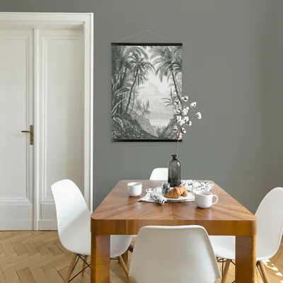 Produktbild von Art for the Home Hängendes Poster Leinen Dschungel Landschaft Skizze Schwarz 80 cm x 60 cm