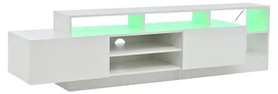 Produktbild von TV-Schrank - Modernes Lowboard - 190 x 40 x 48,5 cm - Für Fernseher bis 177,8 cm - LED-Beleuchtung - Offener Stauraum - Hochglanz - Spanplatte