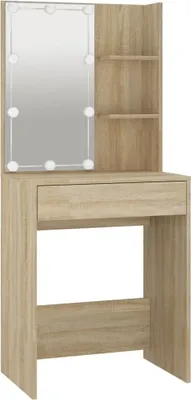 Image de vidaXL Coiffeuse avec LED Chêne Sonoma 60x40x140 cm