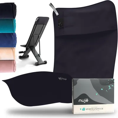 Immagine prodotto di Asciugamano sportivo in microfibra, 125x50 cm, con tasca con zip – colore antracite