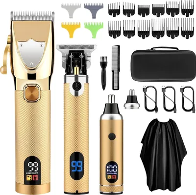 Produktbild von OKWISH Professioneller Haarschneider, Elektrorasierer für Männer, 3-teiliges Set, wiederaufladbarer Haarschneider und Trimmer, Bartschneider, Haarschneideset mit Reiseetui, Haarschneider, perfektes Haarschnitt-Geschenk für ihn