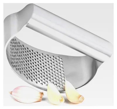 Produktbild von Knoblauchpresse aus Edelstahl – Ergonomischer Zerkleinerer für müheloses Pressen von Knoblauch und Ingwer | Rostfrei, leicht zu reinigen, kompakt und langlebig