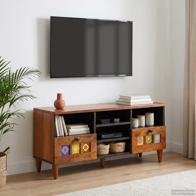 Obrázok produktu pre vidaXL TV skrinka s policou Orech 100 x 33 x 46 cm Masívne drevo Mango