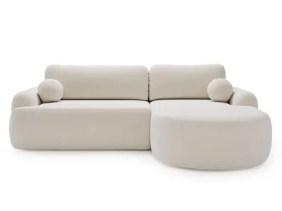 Produktbild von GrainGold Ecksofa L-Form Aurio Rechts - Ecksofa mit Schlaffunktion, Bettkasten - Moderne Ecksofa, Wohnzimmer Sofa - Eckcouch weiß (Lambi 07)