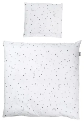 Produktbild von roba Wiegenbettwäsche 2-tlg, Wiegenset 'Sternenzauber grau', Baby Bettwäsche 80 x 80 cm, 100 % Baumwolle